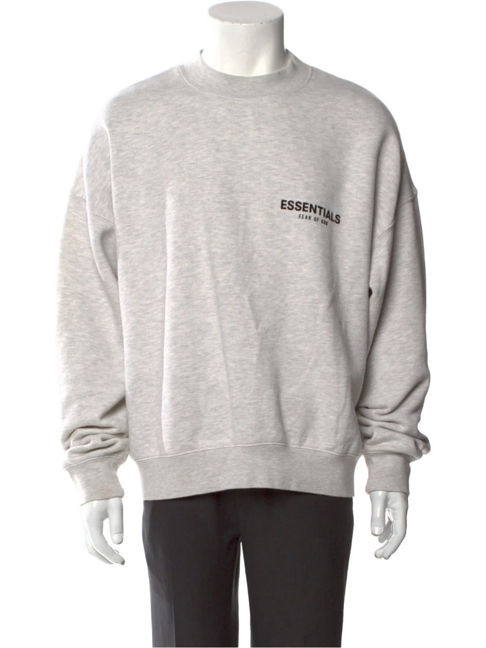 Essentials Fear Of God Light Gray Crewneck Sweatshirt with Logo- Medium